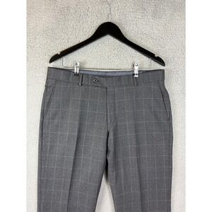 Ballin Dress Pants Mens 34x30 Gray Wool Check Comfort EZE Made In Canada Office